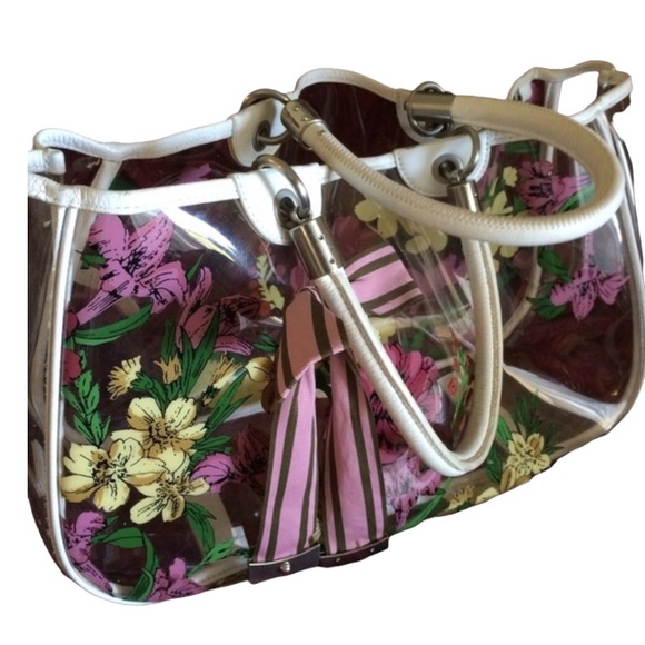 Laundry floral CLEAR LARGE TOTE BAGgrosgrain ribbon bows